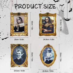 ECGER Halloween Decorations Indoor, Haunted Scary Decor - 3D Changing Face Pictures, Vintage Moving Wall Portraits Frame, For Horror Spooky Party Mansion Castle House Home Decoration