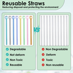 Glass Straws Reusable Shatter Resistant - Bar Drinking Swizzle Straws with Cleaning Brush, Perfect for Cocktail, Smoothies, Coffee, Juice (8 PCS)