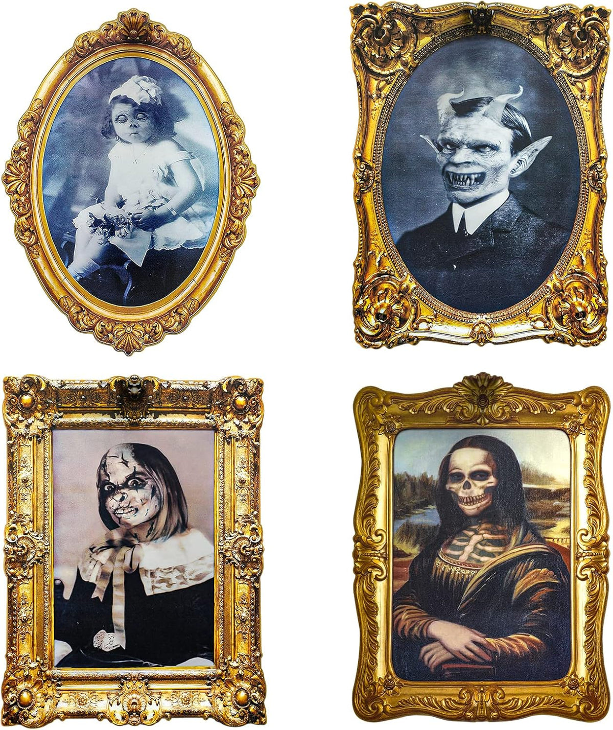 ECGER Halloween Decorations Indoor, Haunted Scary Decor - 3D Changing Face Pictures, Vintage Moving Wall Portraits Frame, For Horror Spooky Party Mansion Castle House Home Decoration